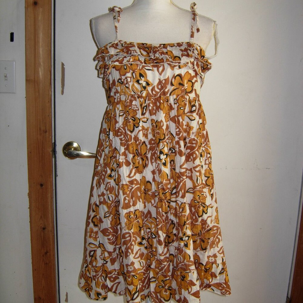 Pink Apple Cotton Tie Shoulder Straps Dress S NWT